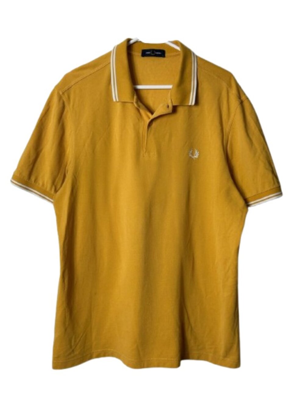Fred Perry yellow textured cotton short sleeve polo shirt men's XL